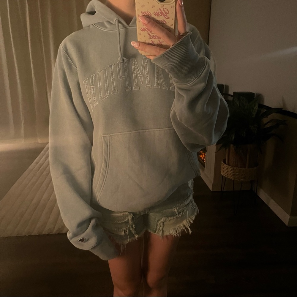 Champion Light Blue Hoodie, Like Brand New